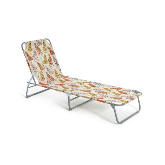 Habitat Folding Metal Sun Lounger - Global Leopard