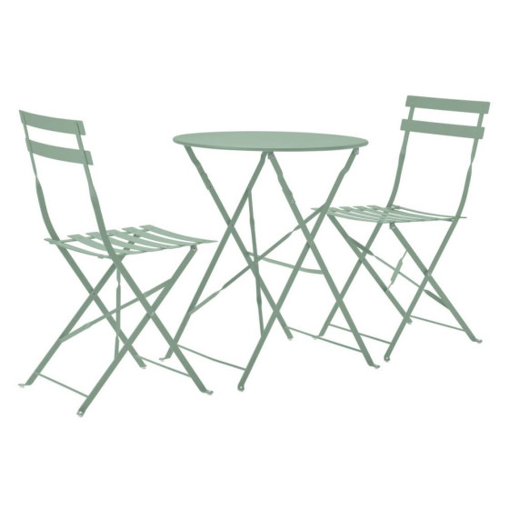 Home Eve Folding 2 Seater Metal Bistro Set - Sage