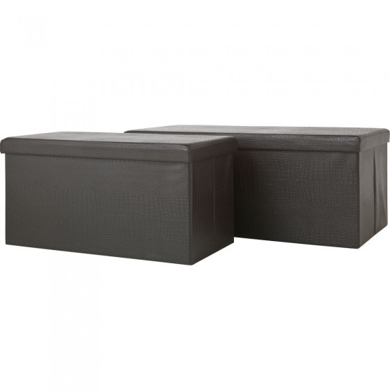 Extra Large and Large Crocodile Leather Effect Ottoman - Brown