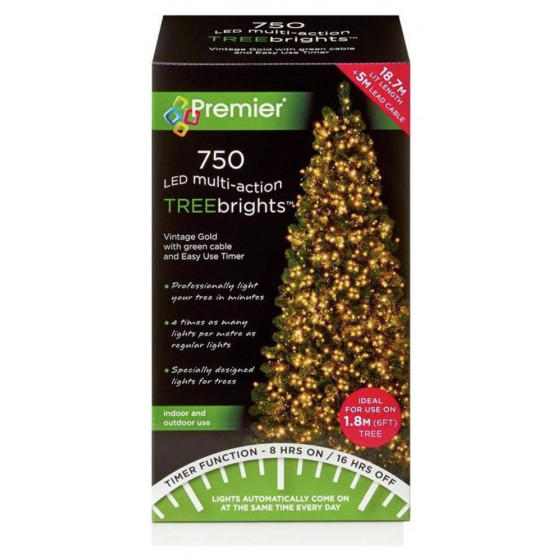 Premier Decorations 750 LED & Timer Christmas Lights - Vintage Gold