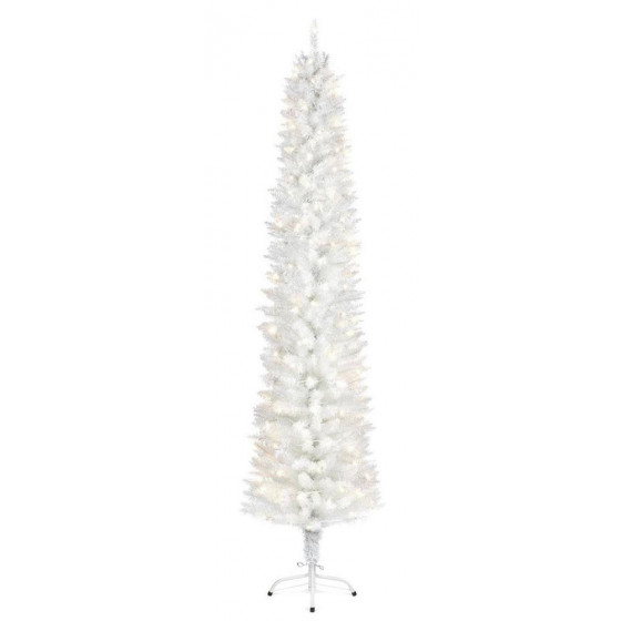 Premier Decorations 6.5ft Pre-lit Pencil Christmas Tree - White