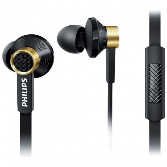 Philips TX2 In-Ear Headphones With Mic - Black And Gold (No Spare Earbuds)