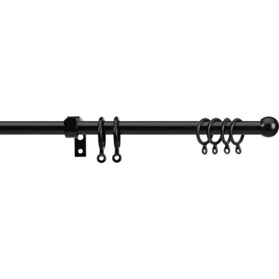 Home Extendable Metal Curtain Pole - Black