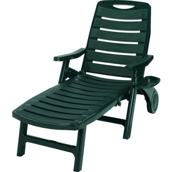 Sun Lounger with Detachable Foot Rest - Green.