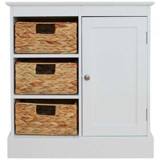 Hadley Wide Floor Cabinet with 3 Drawers and 1 Door - White