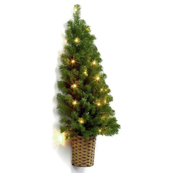 Pre-Lit Half Wall Christmas Tree in Basket