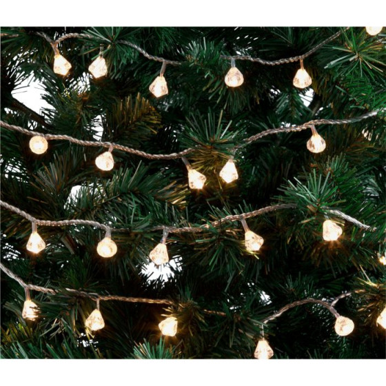 60 Static LED Gem Caps Christmas Tree Lights - Warm White