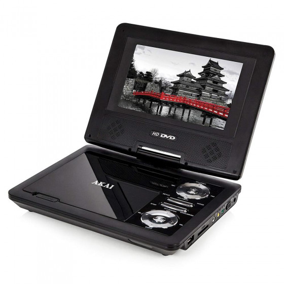 Akai A51007 Portable DVD Player 270 Degree Swivel Screen - Black (Unit Only)