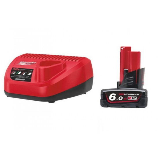 Milwaukee M12 C12C 12v Charger & 12v 6.0Ah Battery