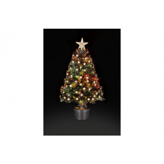 Premier Decorations 2.6ft LED Fibre Optic Tree - Black (One Bulb Not Working)