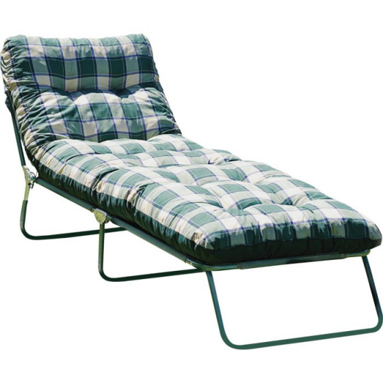Multi Position Sun Lounger with Cushion - Green