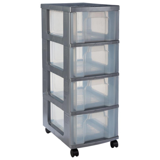 Really Useful 4 Drawer Heavy Duty Plastic Drawers - Grey