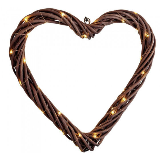 Home Heart LED Christmas Wreath 45cm - Brown