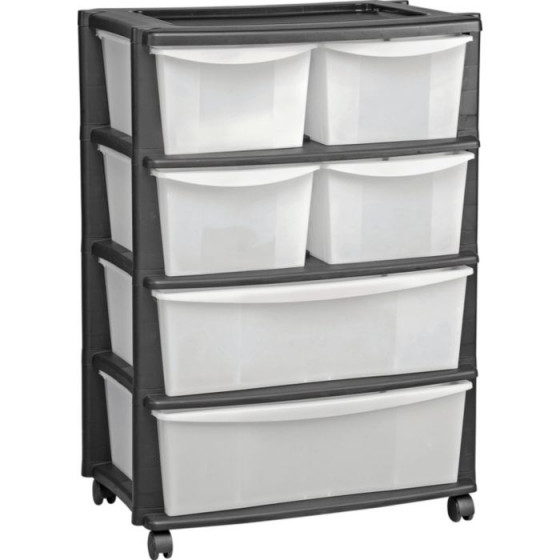 6 Drawer Plastic Wide Storage Chest - Black
