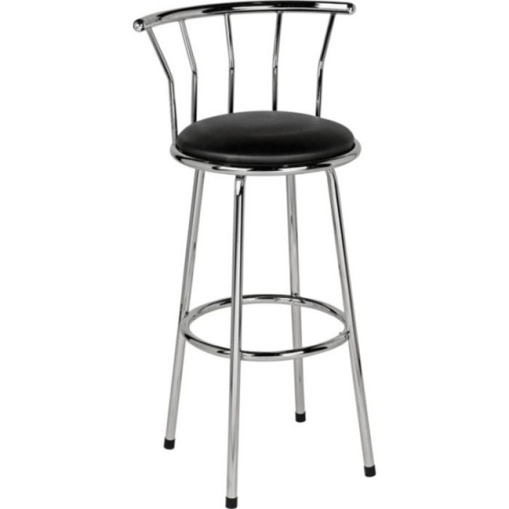Gemini Black Leather Effect Bar Stool