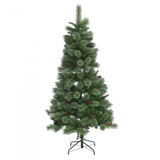 Home 6ft Glitter Tip Christmas Tree With Pine Cones - Green