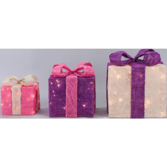 Set of 3 Christmas Decoration Gift Box (No lights)