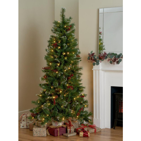 Home 6ft Mixed Tip Snowy Pre-Lit Christmas Tree - Green