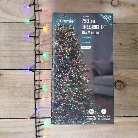 Premier 750 LED TreeBrights Timer Multifunction Christmas Lights - Multicolour