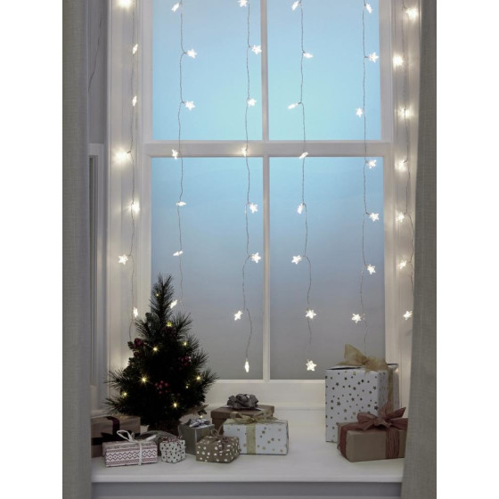 Habitat 60 LED Star Curtain Christmas Lights - Warm White