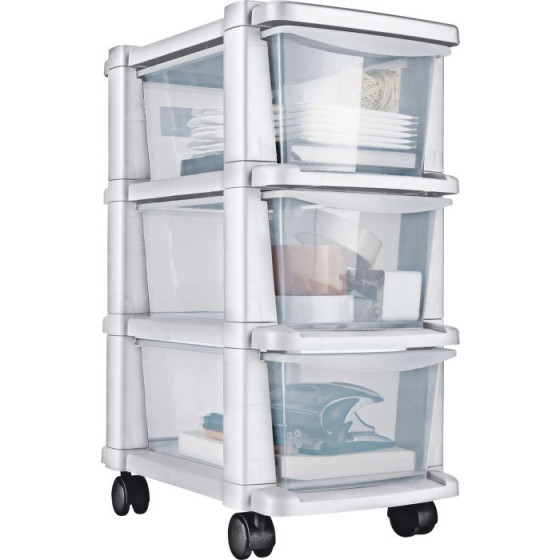 3 Drawer Slim Tower Storage Unit - White