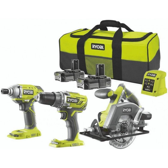 Ryobi R18PDID2CSP-220S ONE+ 18v Li-ion 3 Piece Power Tool Kit