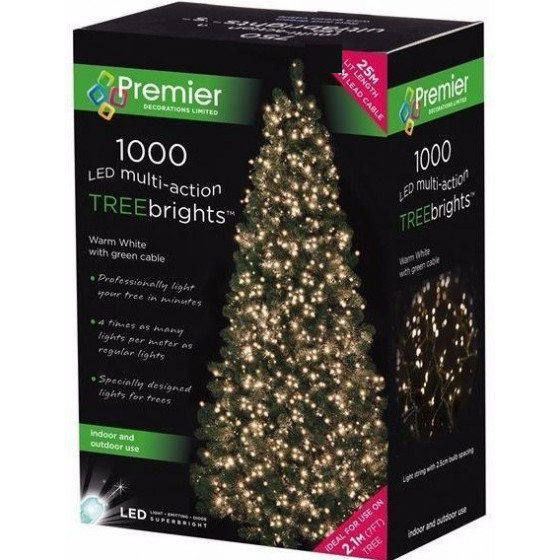 Premier Decorations 1000 LED Christmas Lights With Timer - Warm White