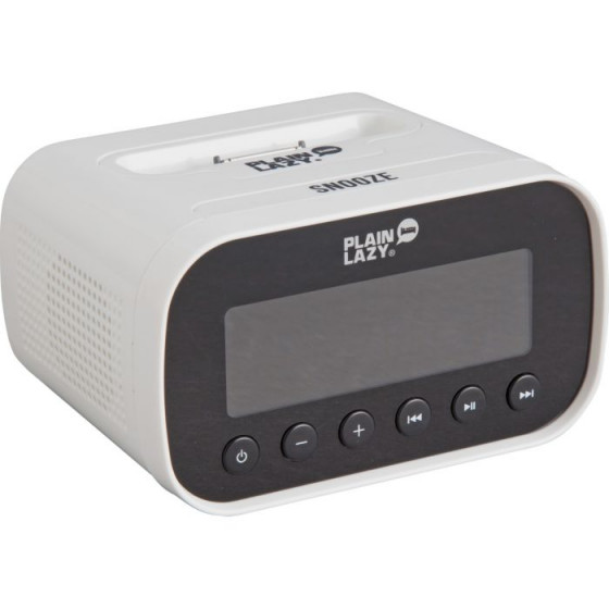 Plain Lazy Alarm Clock iPhone and iPod Speaker Dock - White