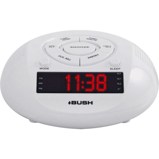 Bush Round Alarm Clock Radio - White