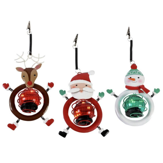 Home 3 Hanging Light Up Metal Santa Rudolph Snowman Christmas Decorations