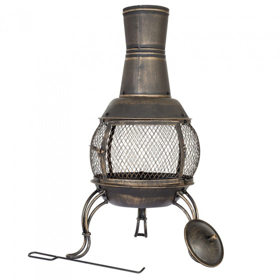 La Hacienda Medium Steel Chiminea - Bronze