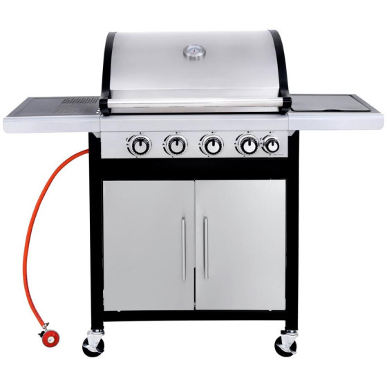 Home Deluxe 4 Burner Gas BBQ With Side Burner - Stainless Steel