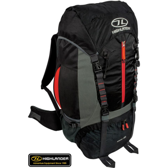 Highlander Starav 65L Rucksack - Black and Orange