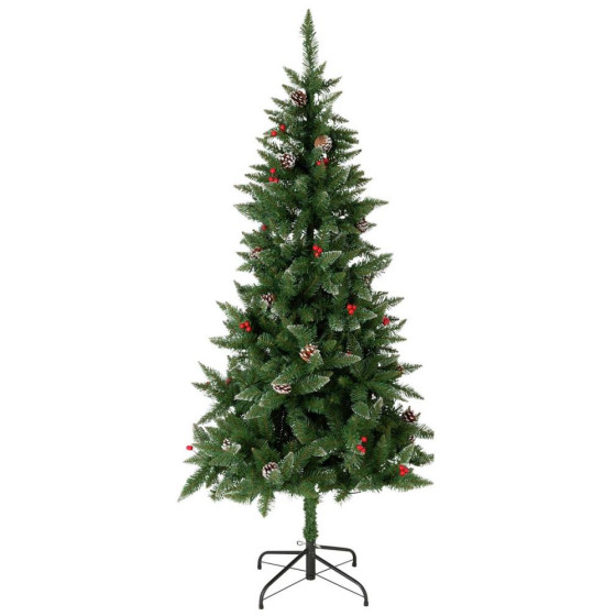 Home 6ft Berry & Cone Pre-Lit Christmas Tree - Green