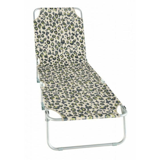 Home Metal Foldable Sun Lounger - Leopard Print