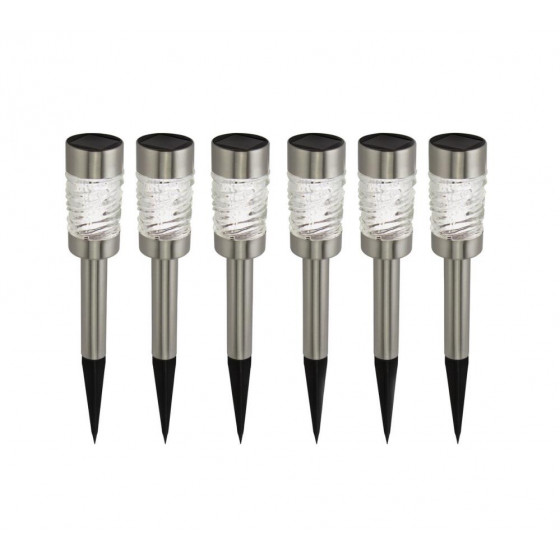 Home Stainless Steel Solar Stake Lights - Set Of 6