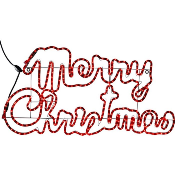 Merry Christmas Silhouette Red Flashing Sign