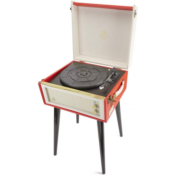 GPO Bermuda Red Turntable - MP3 USB & Built-In Speaker