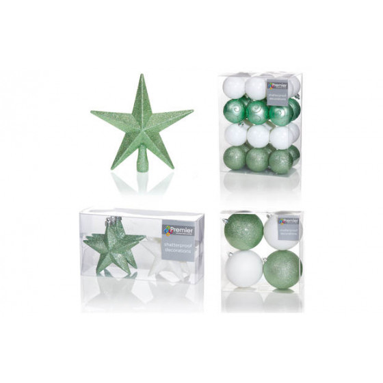 Premier Decorations 35pc Luxury Decorations - Green/White