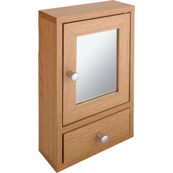 Key Cabinet with Mirrored Door - Oak Effect