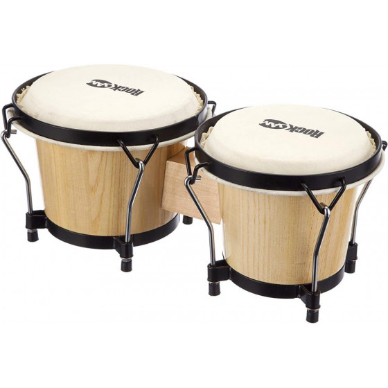 RockJam 7" & 8" Bongo Drum Set With Padded Bag - Natural