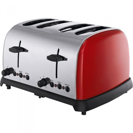 ColourMatch 4 Slice Stainless Steel Toaster - Poppy Red