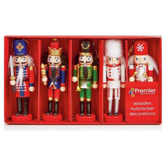 Premier Decorations Set Of 5 Wooden Nutcracker Decorations