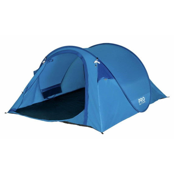 Pro Action 4 Man 1 Room Pop Up Camping Tent - Blue