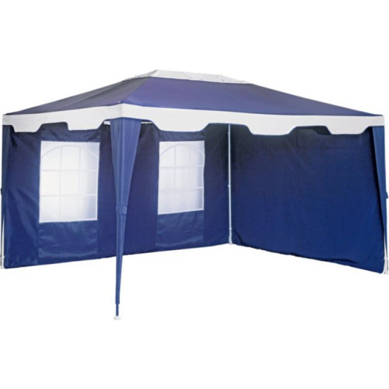 Garden Gazebo Blue & White with 2 Sides - 3 x 4m