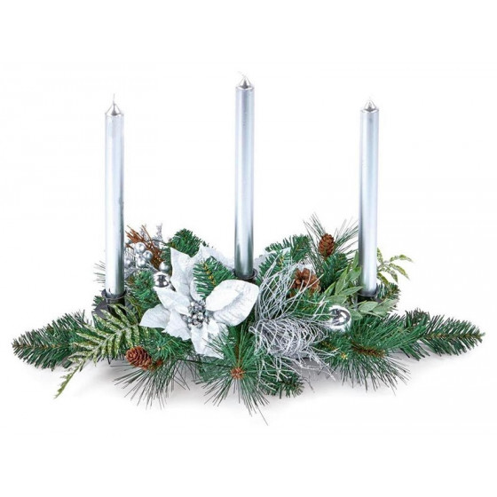 Premier Decorations 60cm White Poinsettia Christmas Candle Holder