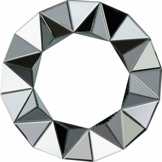 Home Ebury 65cm Round Faceted Wall Mirror - Silver