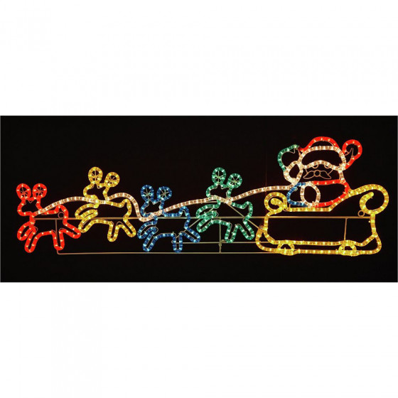 Silhouette Santa and 4 Reindeer - Multicoloured