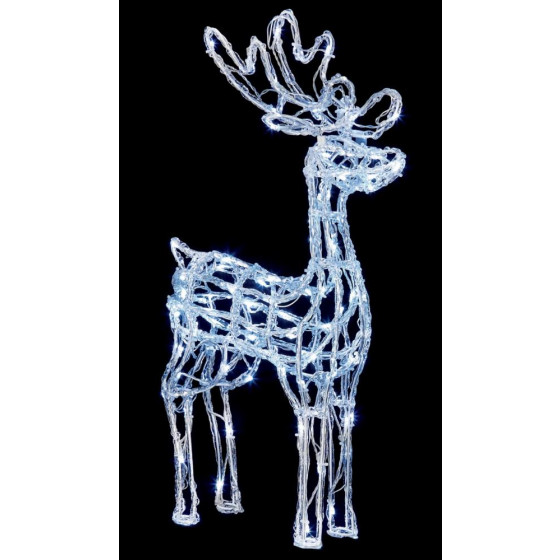 Premier 70cm Standing Reindeer Christmas Decoration - 90 LEDs - White