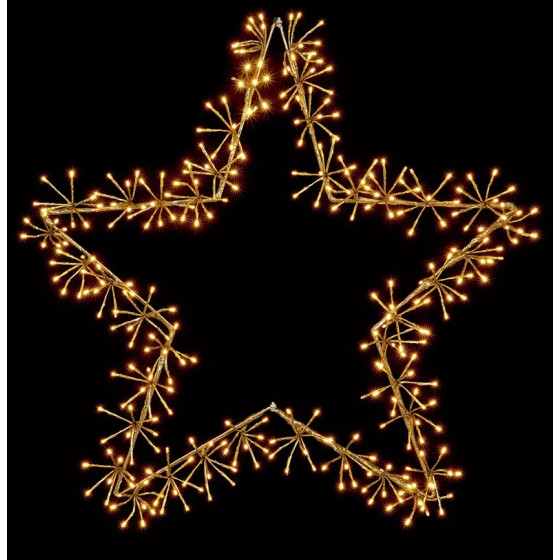 Premier 60cm Gold Star Cluster Wall Window Decoration with 240 Warm White LED